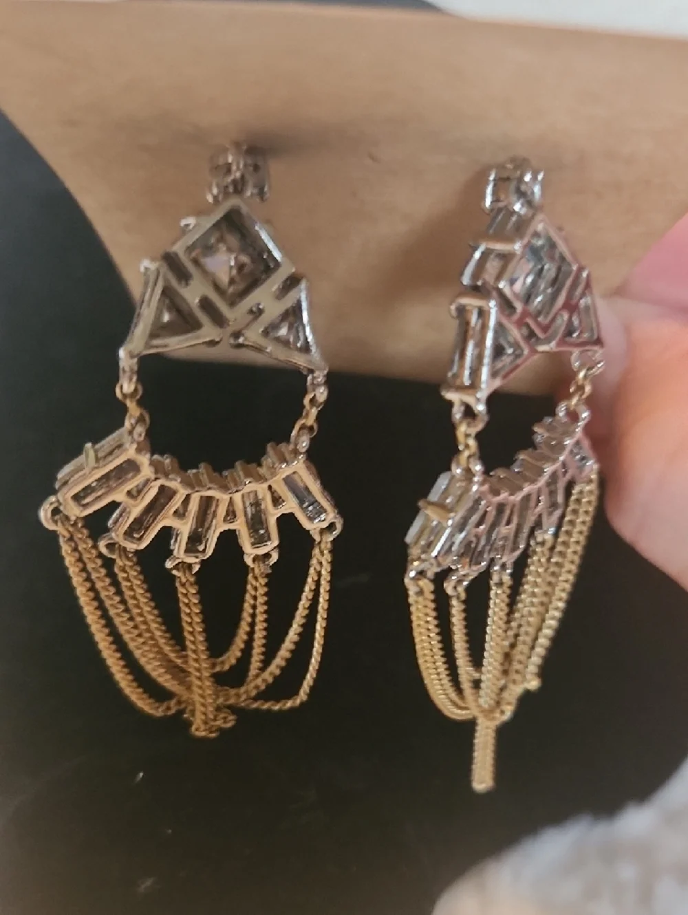 Gold-Tone Crystal Drop Chandelier Earrings - Clear Crystal - Cleopatra Vibe